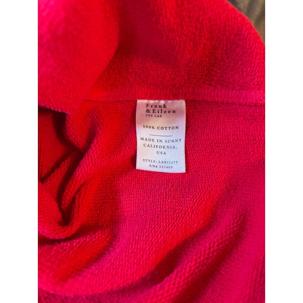 Frank & Eileen Cherry Red Sweat Set M OS Cropped Top Pants Raw Hem Oversized - Picture 11 of 12
